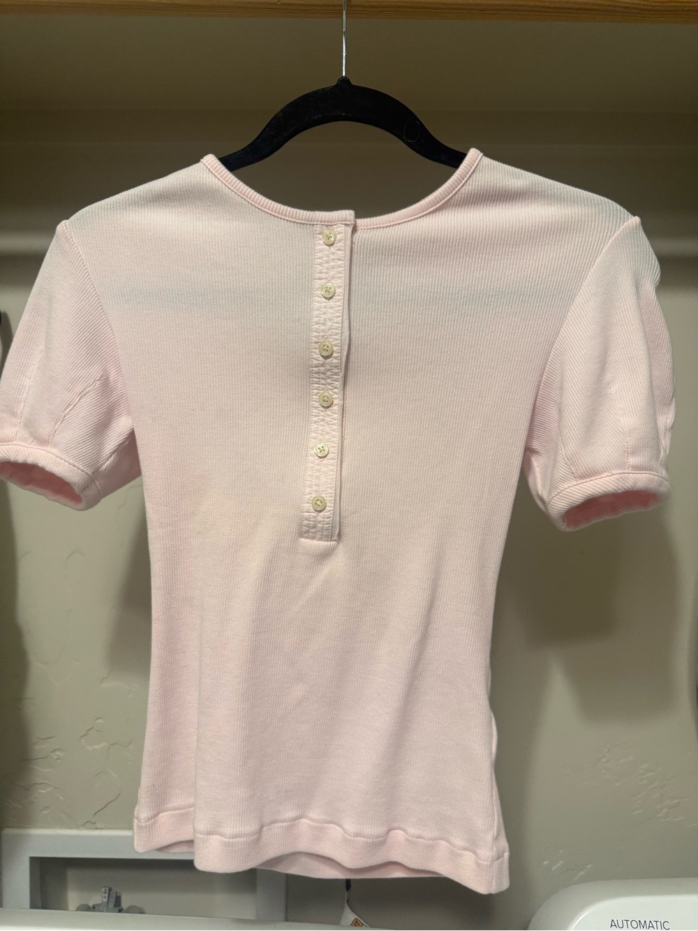 J.Crew Light Pink Short Sleeve Ribbed Button Top puff sleeve SZ XS